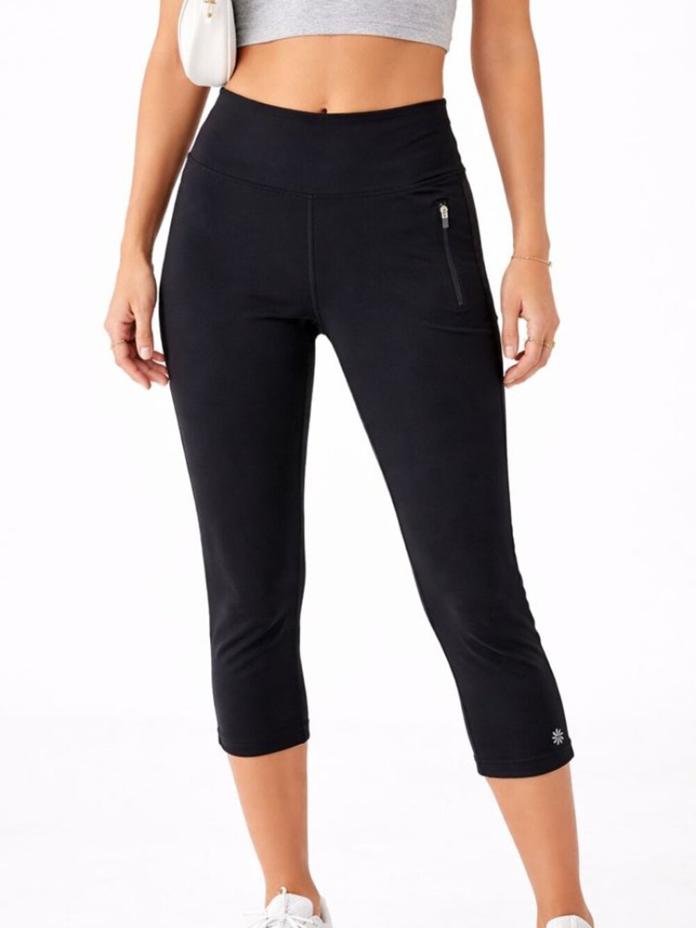 Athleta Salutation Stash Pocket II Black Capri Leggings Yoga XXS